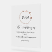 Mocha Simple Heart Wreath Wedding Acryl Bord (Hoek)