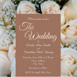 Mocha Simple Style Script Wedding Folie Uitnodiging