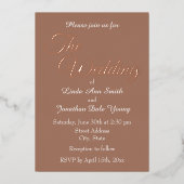 Mocha Simple Style Script Wedding Folie Uitnodiging (Voorkant)