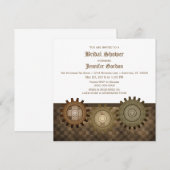 Mocha Steampunk Gears Vrijgezellenfeest Invite Kaart (Voorkant / Achterkant)