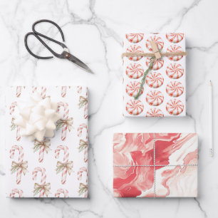 Mocha Strik Kerstkandij Roze Kerstmis Inpakpapier Vel