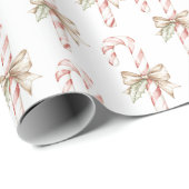 Mocha Strik Roze Candy Cane Kerstmis Cadeaupapier (Rol Hoek)