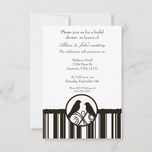 Mocha Stripe Bridal Shower Kaart (Voorkant)