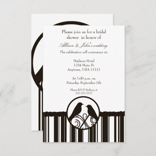 Mocha Stripe Bridal Shower Kaart (Voorkant / Achterkant)