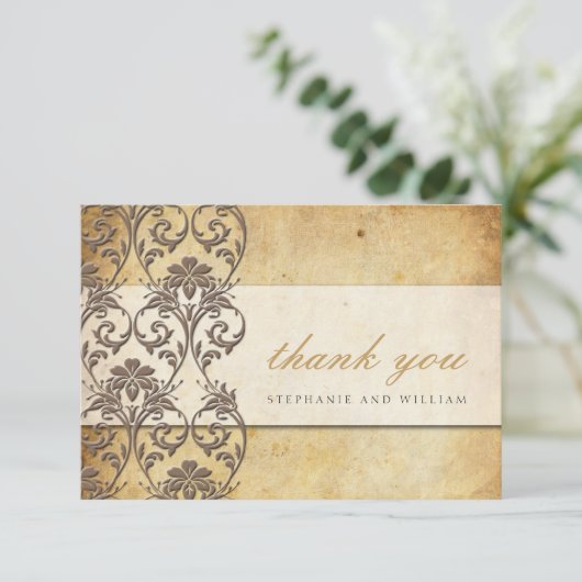 Mocha  Swirl Wedding Hartelijk dank Bedankkaart (Staand voorkant)