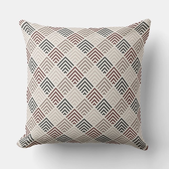 Mocha/Taupe Tiled Pattern Pillow Kussen (Voorkant)
