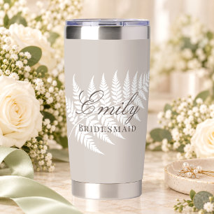 Mocha Taupe Witte Varens Elegante Bruidsmeisje Geïsoleerde Drinkbeker