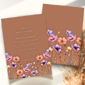 Mocha Terracotta Rustiek Boho Wildflower Huwelijk Kaart