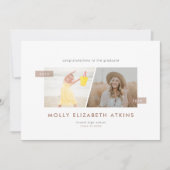 Mocha Toen en Nu Twee Foto Afstuderen Aankondiging (Voorkant)