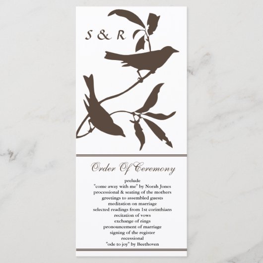 Mocha Trouwprogramma Programmakaart (Voorkant)