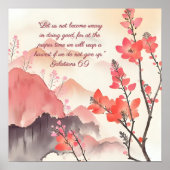 Mocha Verona Sunset Mountain Meadow Bijbelvers Poster (Voorkant)