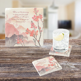 Mocha Verona Sunset Mountain Meadow Bijbelvers Stenen Onderzetter