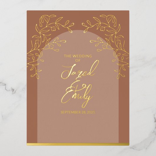 Mocha Wedding Folie Save the Date Briefkaart (Voorkant)