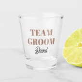 Mocha Wedding Team Groom Gepersonaliseerd Shot Glas (Voorkant)