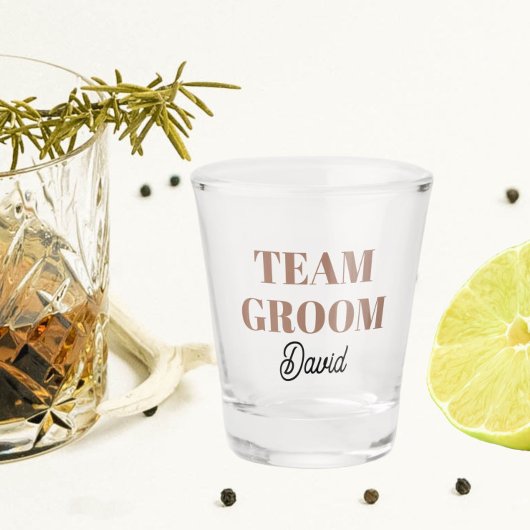 Mocha Wedding Team Groom Gepersonaliseerd Shot Glas