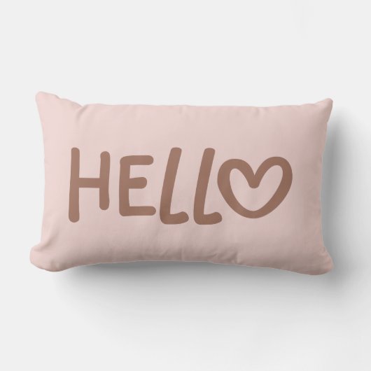Mocha Whimsical Hart Typografie Hallo Kussen (Voorkant)
