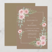 Mocha Whimsical Lente Bruiloft Kaart (Voorkant / Achterkant)