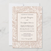 Mocha Whimsy Hand Getrokken Foliage Wedding Kaart (Voorkant)