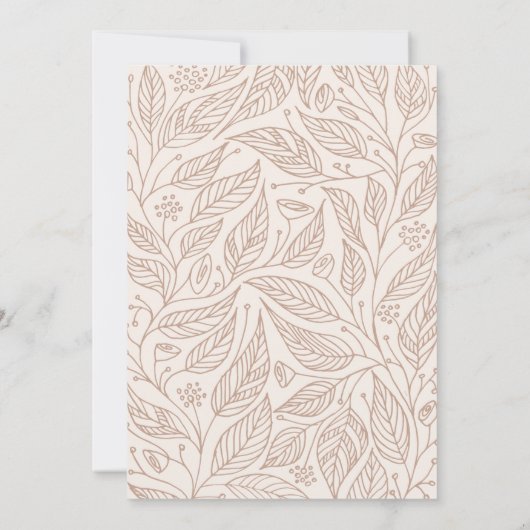 Mocha Whimsy Hand Getrokken Foliage Wedding Kaart (Achterkant)