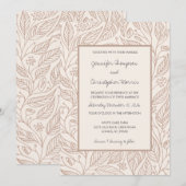 Mocha Whimsy Hand Getrokken Foliage Wedding Kaart (Voorkant / Achterkant)