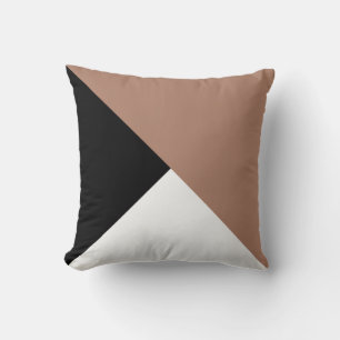 Mocha Zwart Wit Diagonaal Kleurenblok Kussen