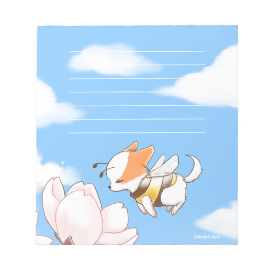 Mochi Bee Bumble Bee Doggy Puppy en Sakura Notitieblok (Voorkant)