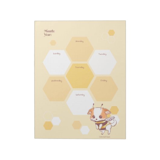 Mochi Bee Leuke Puppy Honing Bijen Weekplanner Notitieblok (Linkerzijde)
