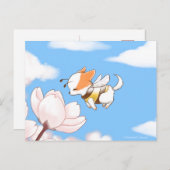Mochi Bee Schattige Puppy Ruiken De Bloemen Sakura Briefkaart (Voorkant / Achterkant)