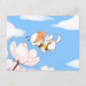 Mochi Bee Schattige Puppy Ruiken De Bloemen Sakura Briefkaart (Voorkant)
