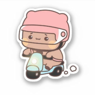 Mochi Brownie Beer Bike Riding Sticker