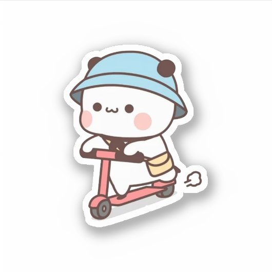 Mochi Brownie Beer Bike Riding Sticker (Voorkant)