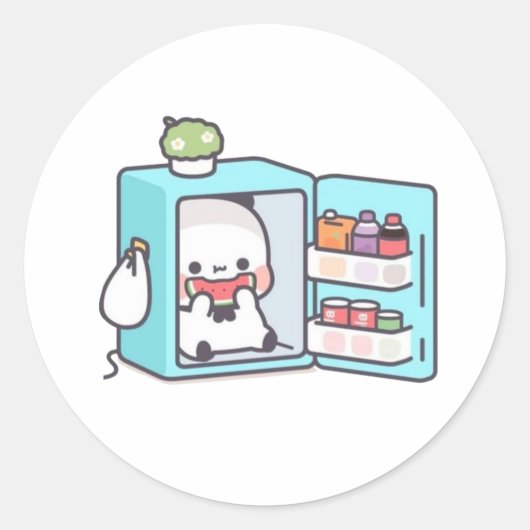 Mochi Brownie Beer en Baby Panda Ronde Sticker (Voorkant)