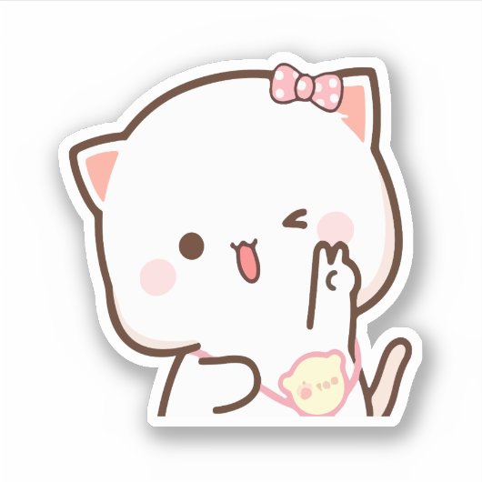 Mochi cat peach and goma sticker (Voorkant)