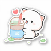Mochi cat peach and goma sticker (Voorkant)