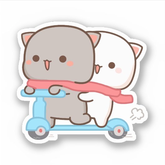 Mochi cat peach and goma sticker (Voorkant)