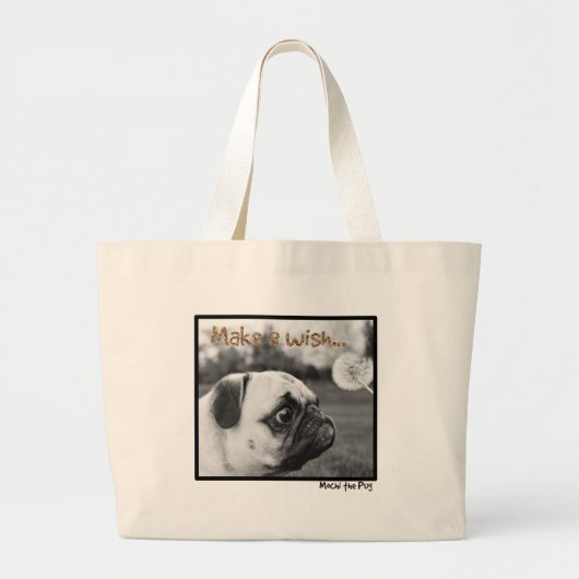 Mochi de Pug maken een wens Grote Tote Bag (Voorkant)