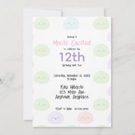 Mochi Excited to Celebrate Birthday Invitation Kaart