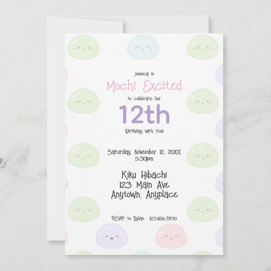 Mochi Excited to Celebrate Birthday Invitation Kaart (Voorkant)