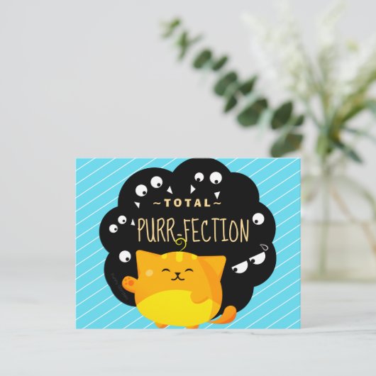 Mochi Halloween - Cute Oranje Cat Spint-fectie Briefkaart (Staand voorkant)