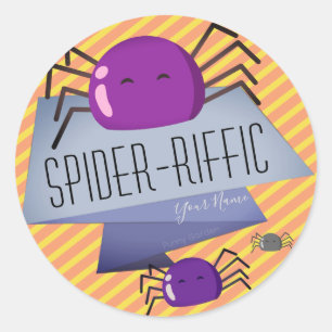 Mochi Halloween - Fun Paars Spider Spider-riffic Ronde Sticker