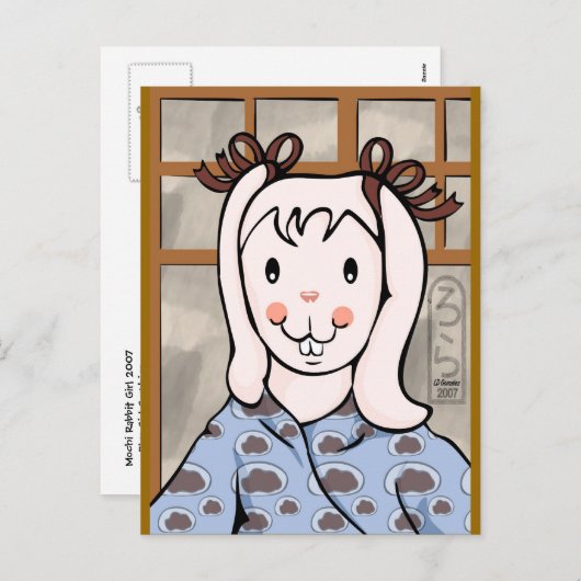 Mochi Jaar van het Konijn Meisje Briefkaart (Voorkant / Achterkant)