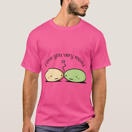 Mochi Love schattige mochi vond elkaar T-shirt (Voorkant)