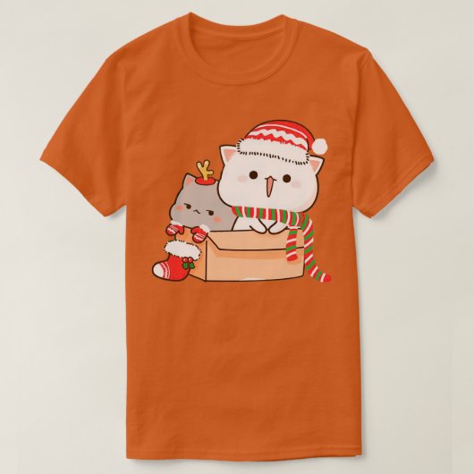 Mochi Mochi Peach Cat Peach en Goma Kerstmis T-shirt (Design voorkant)