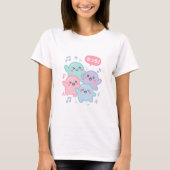 Mochi Monster Dance – Playful Japanese Food Doodle T-shirt (Voorkant)