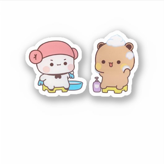 Mochi Panda en Brownie Beer die de eed afleggen Sticker (Voorkant)