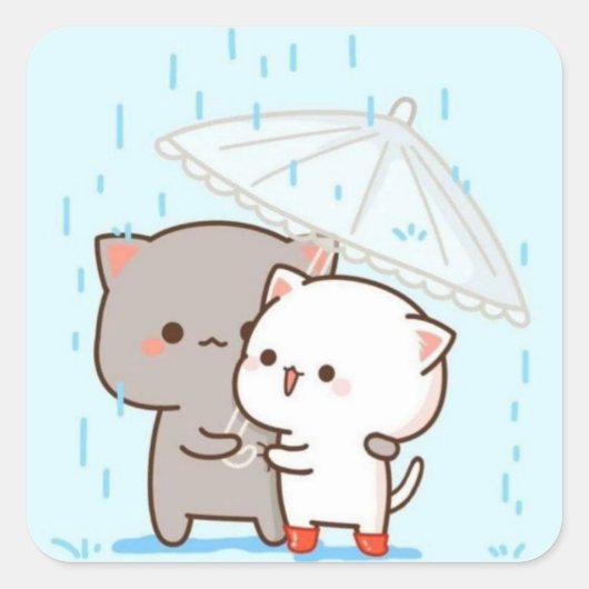 mochi-perzikkat vierkante sticker (Voorkant)