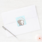 mochi-perzikkat vierkante sticker (Envelop)