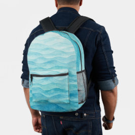 Mochila olas de mar bedrukte rugzak