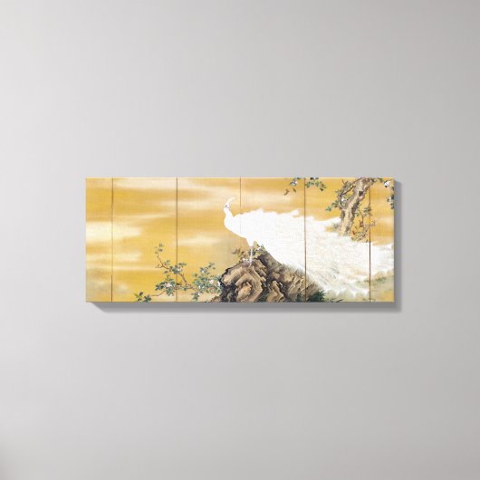 Mochizuki Gyokkei White Peafowl Canvas Afdruk (Voorkant)