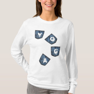 Mock Denim Pockets - Yoga-Shirten met Hoodie T-shirt